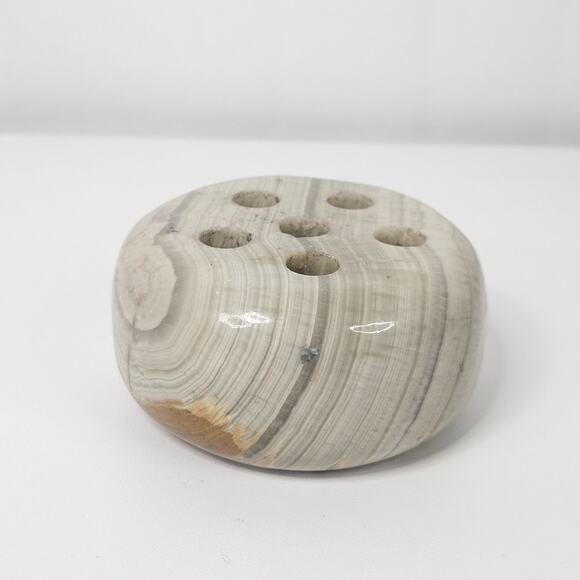 Vintage MCM Poshlished Onyx Marble Pen Holder Desk Office Boho - Picture 2 of 9